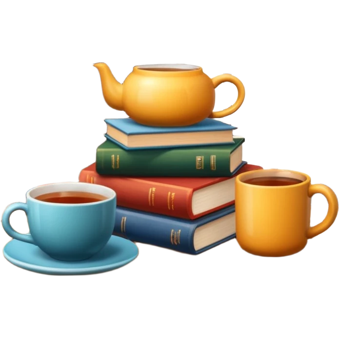 cozy books and tea or coffee emoji