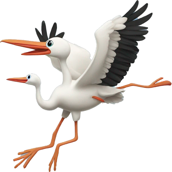 stork flying with baby boy emoji