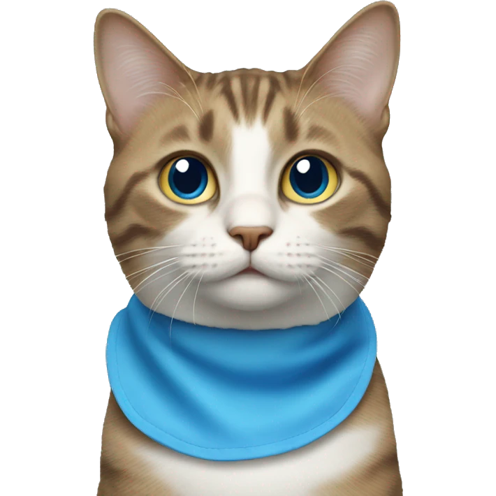 Curious cat with a blue bib emoji