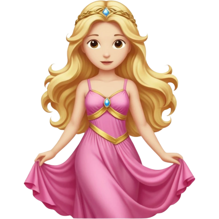 Venus, Goddess of Love from Gods and Goddesses with long golden blonde hair, pink outfit emoji