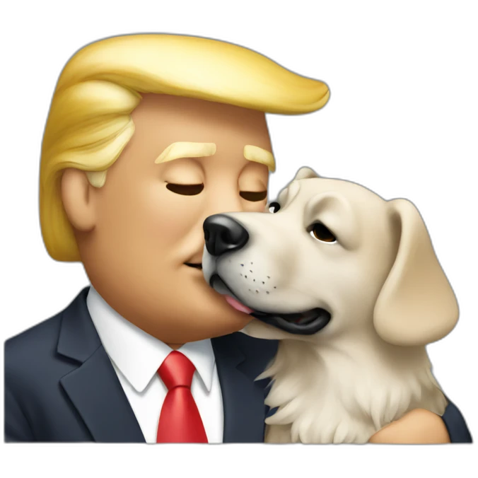 trump kissing a dog emoji