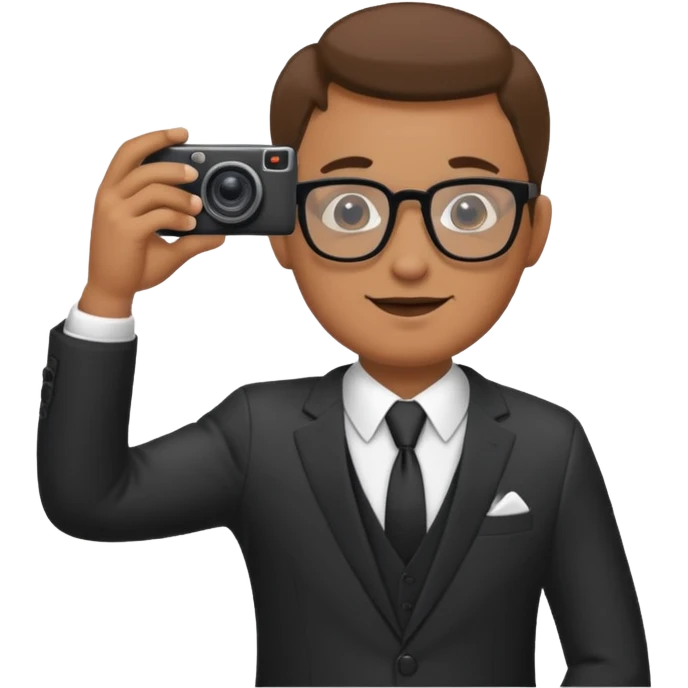 Hombre moreno con gafas haciendo fotos en una boda emoji