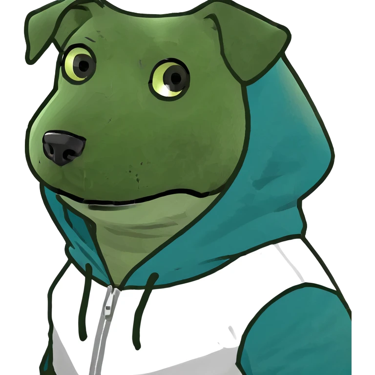 Dog waring huddie emoji