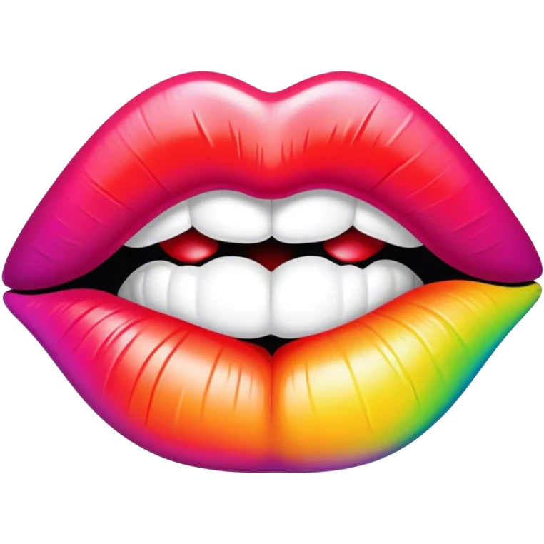 A psychedelic-colored lipstick kiss mark. emoji
