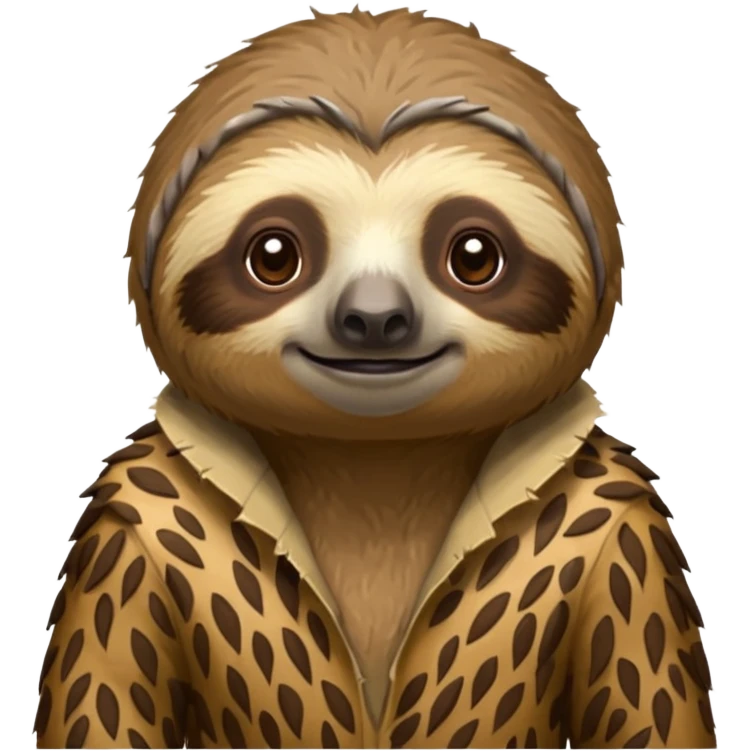 sloth in ragged animal skin clothes emoji