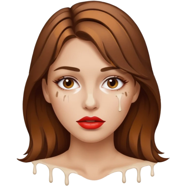 Brown Hair Woman , white paint , drip, face, hot  Sexy, lips emoji