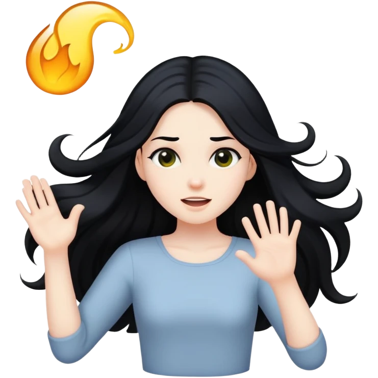 Pale girl with long black hair shaking  emoji