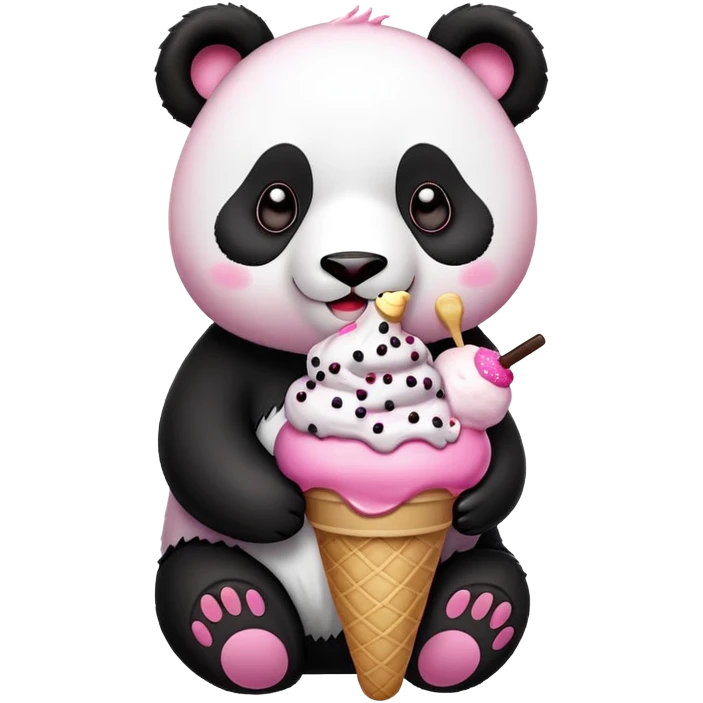Panda eating ice cream emoji