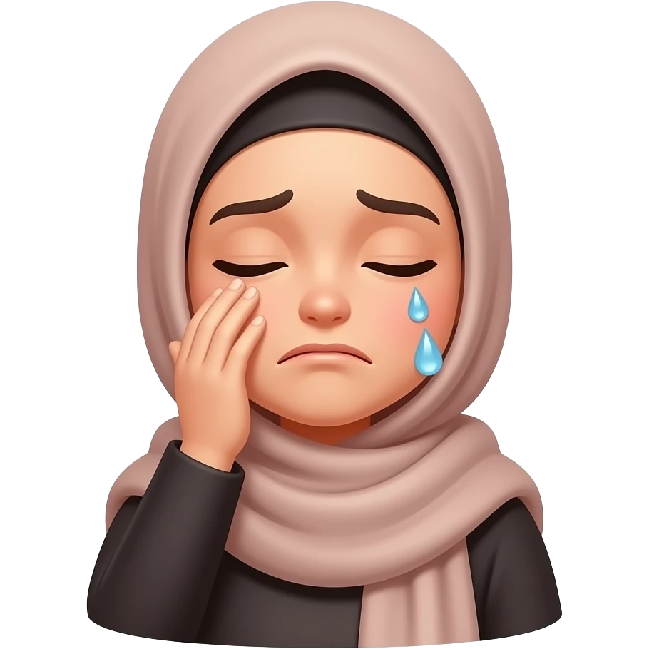 a hijabi person facepalming 🤦‍♀️ (or “slamming her face”) with a headscarf emoji