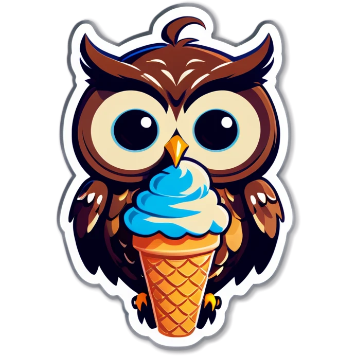 Owl with ice cream emoji
