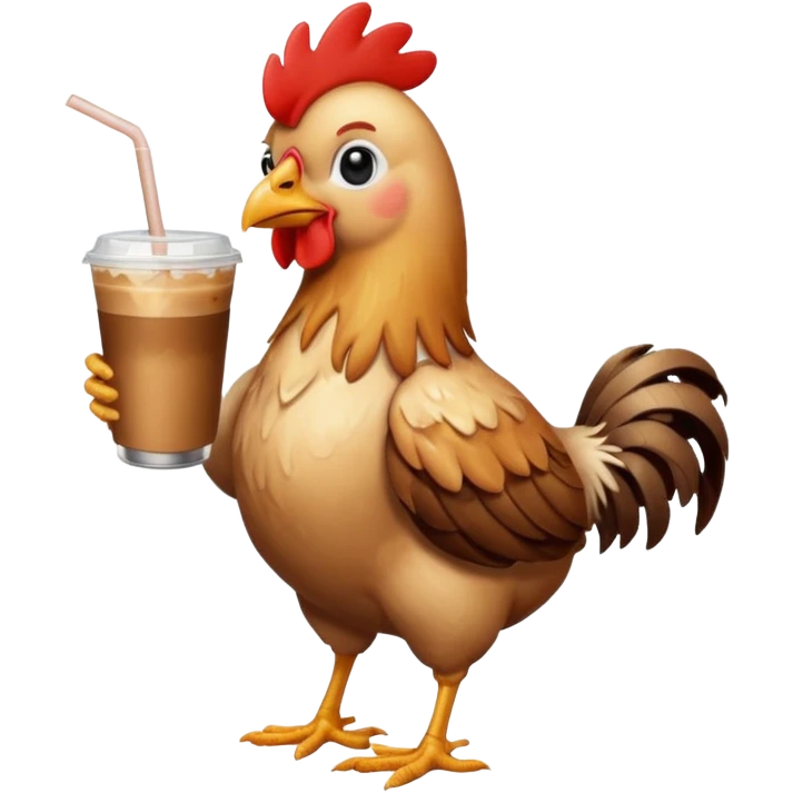 Chicken drinking iced coffe emoji
