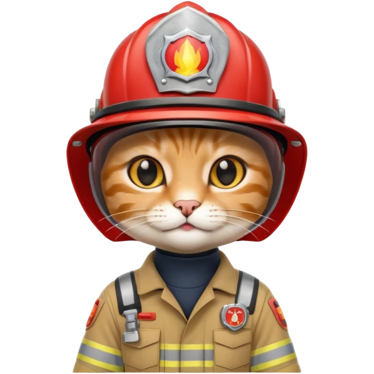Cat firefighter, uniform including helmet of uniform emoji