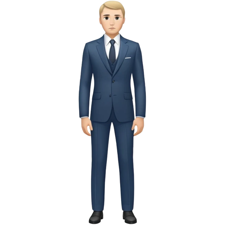 Russian man full length in suit photorealistic serious emoji