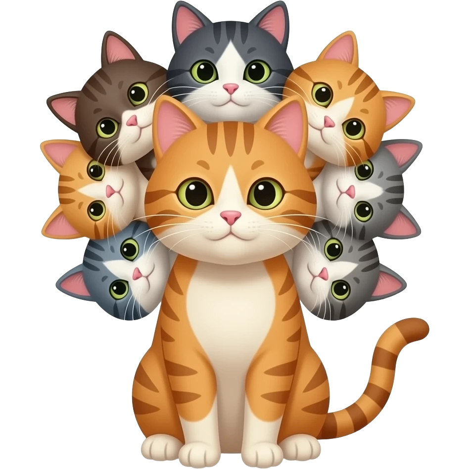 cat with eight different heads emoji