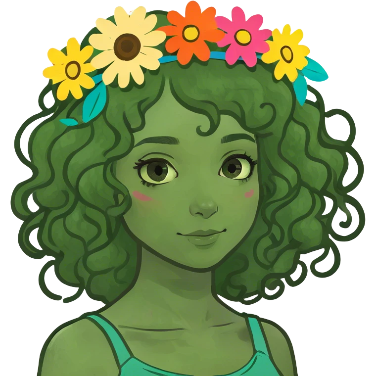 a girl with curly hair emoji