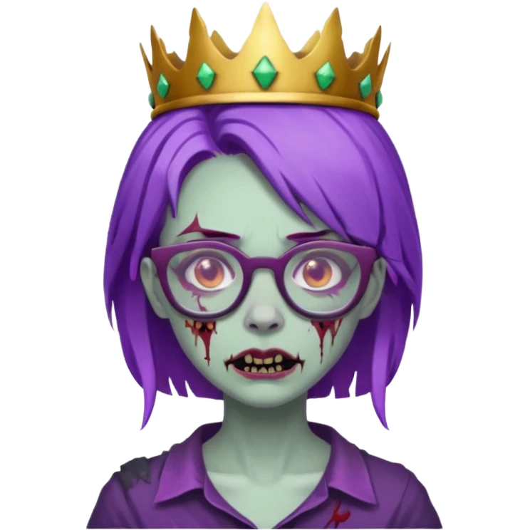 crowned woman zombie with glasses and purple hair  emoji