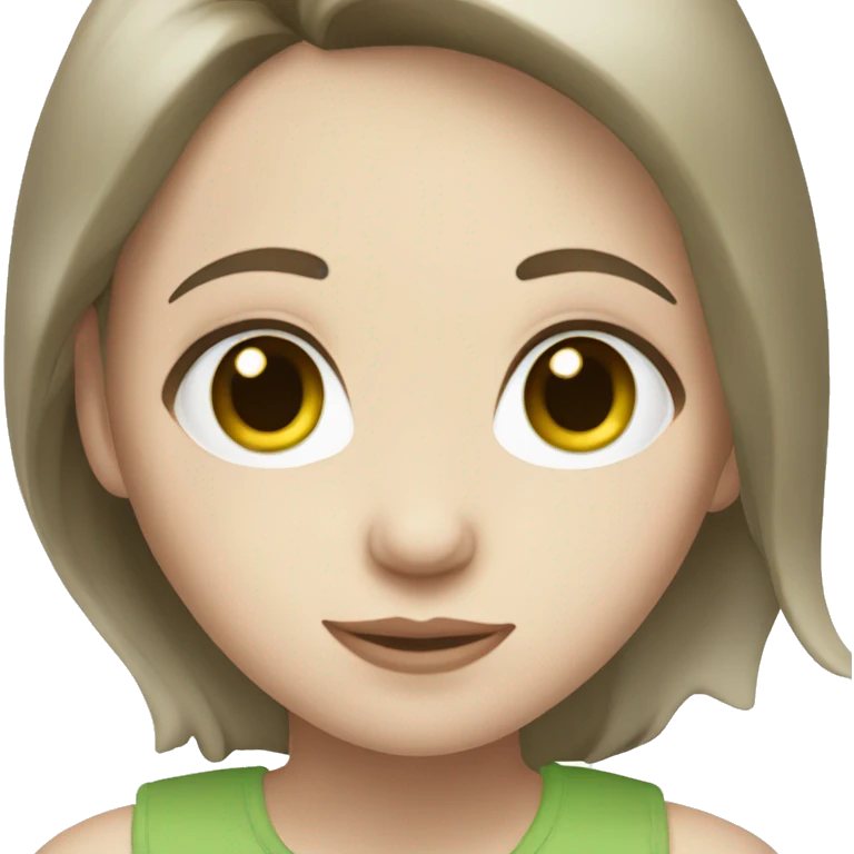 girl with pale skin, dark brown hair, and green eyes emoji