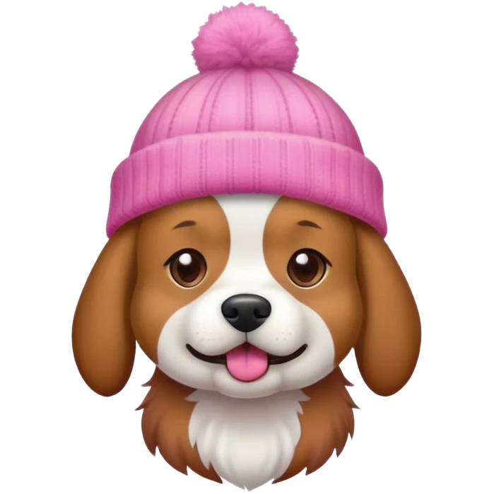 dog wearing a pink beanie emoji