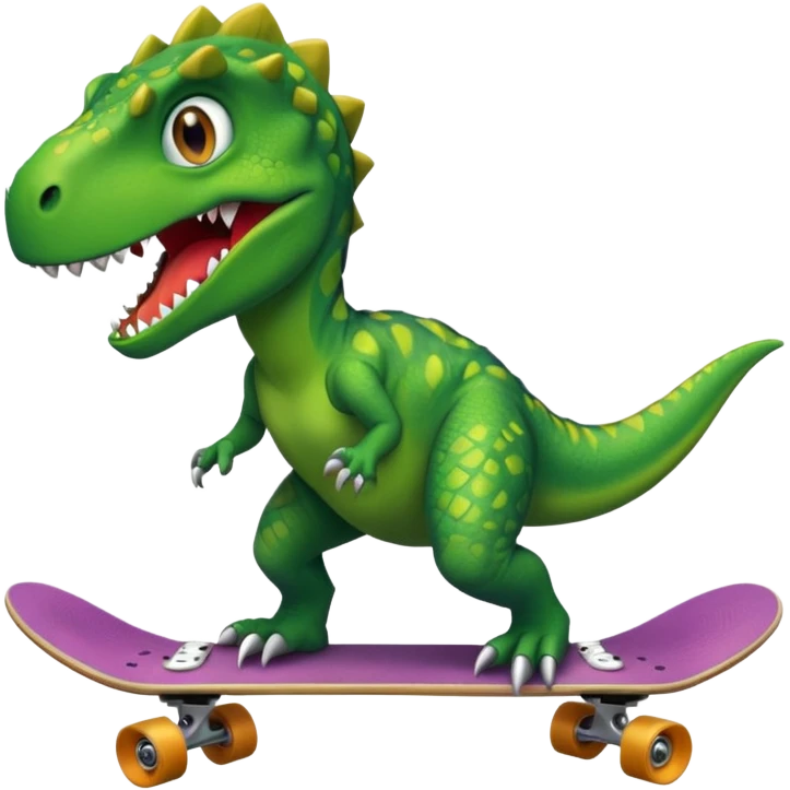 Dinosaur on a skateboard emoji
