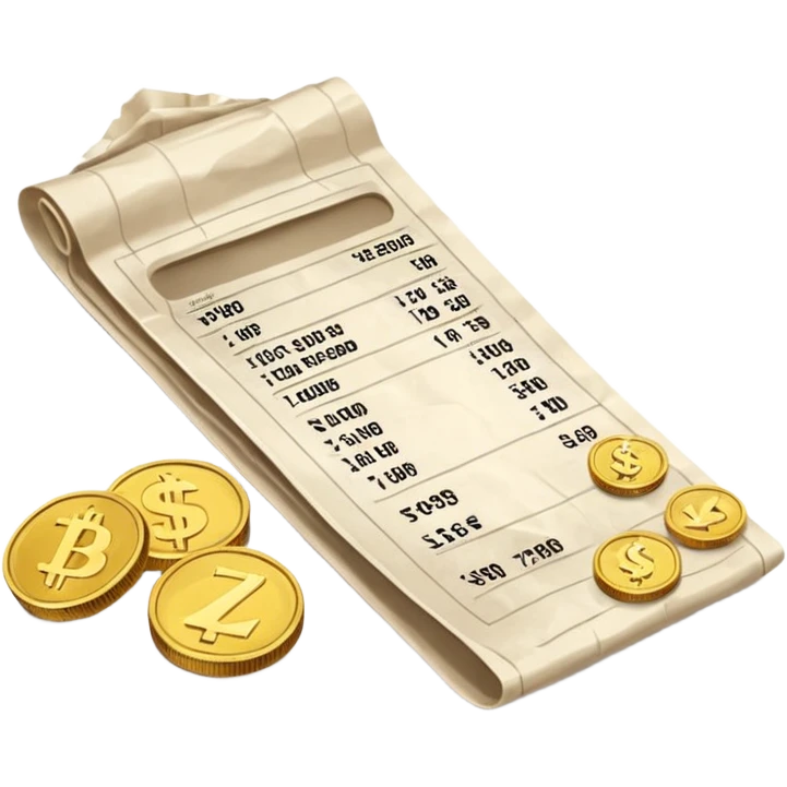 long shopping receipt with coins emoji