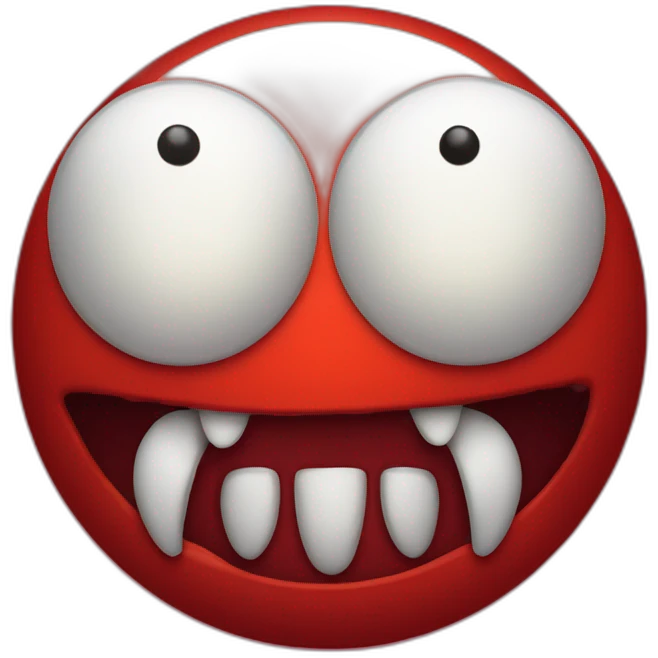 Red circle monster of one eye and two teeth emoji