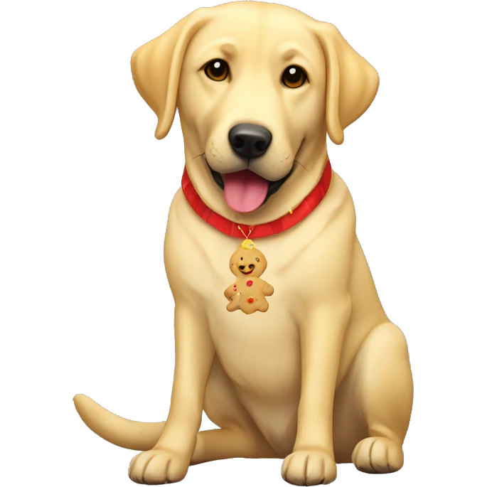 Yellow lab with a Christmas cookie emoji