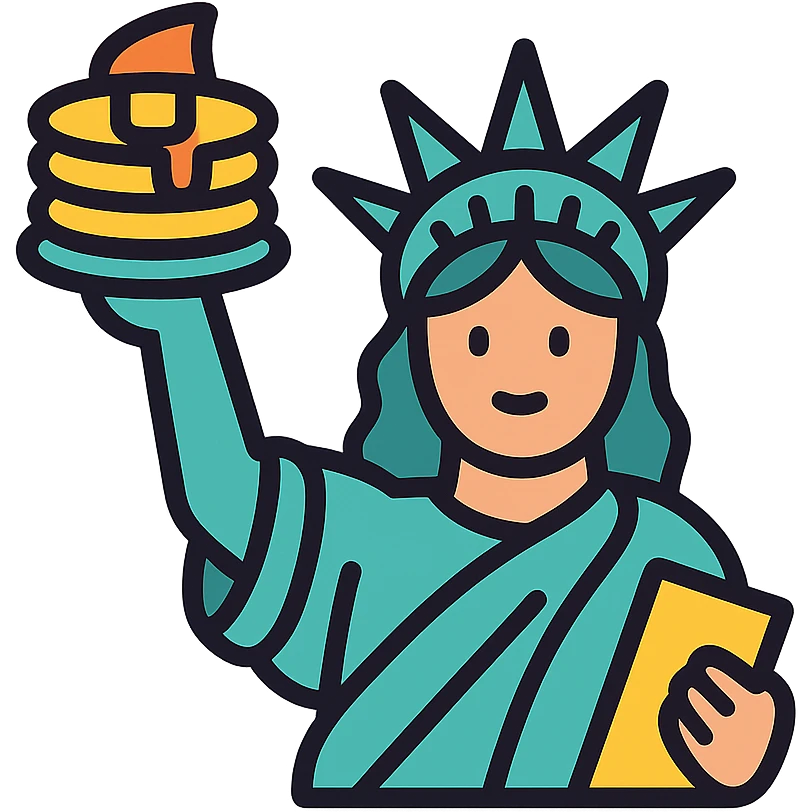 Statue of Liberty holding a stack of pancakes icon emoji