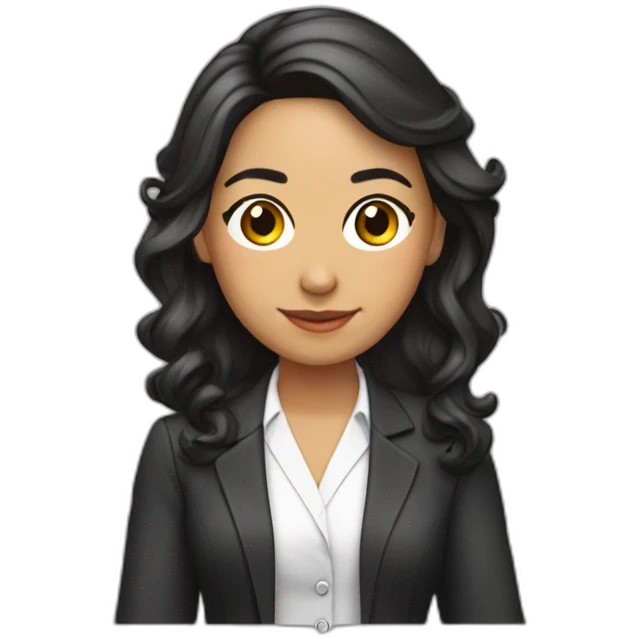 Profesora-joven-colombiana-cabello castaño-bata emoji
