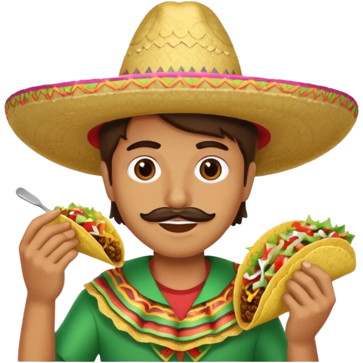 Mexican eating tacos with sombrero  emoji