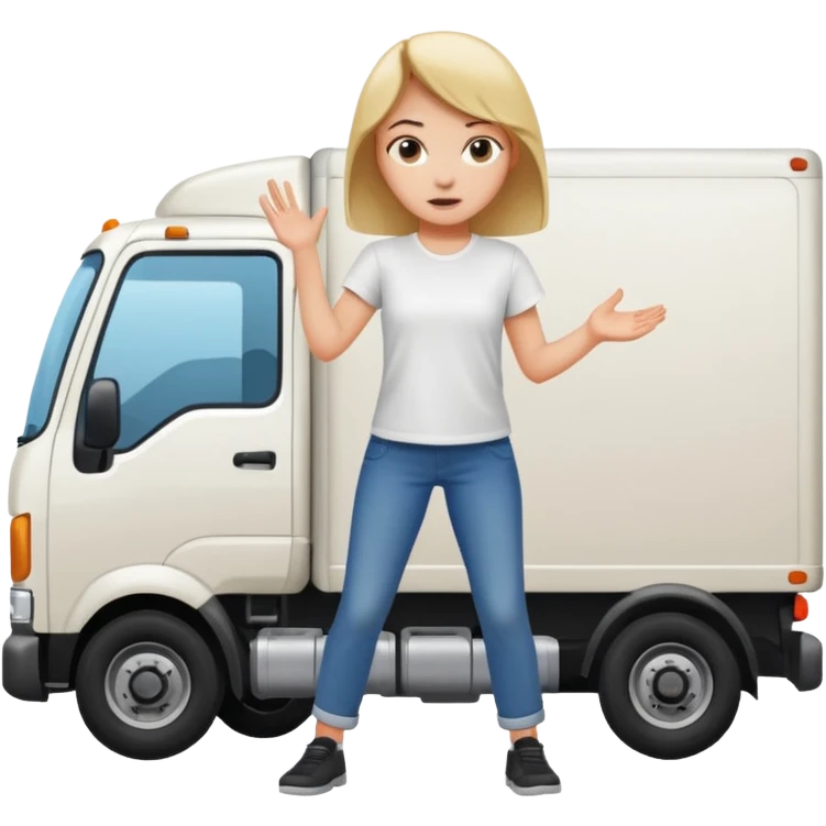A truck hitting a girl and about to fall girl in 70 degree  emoji