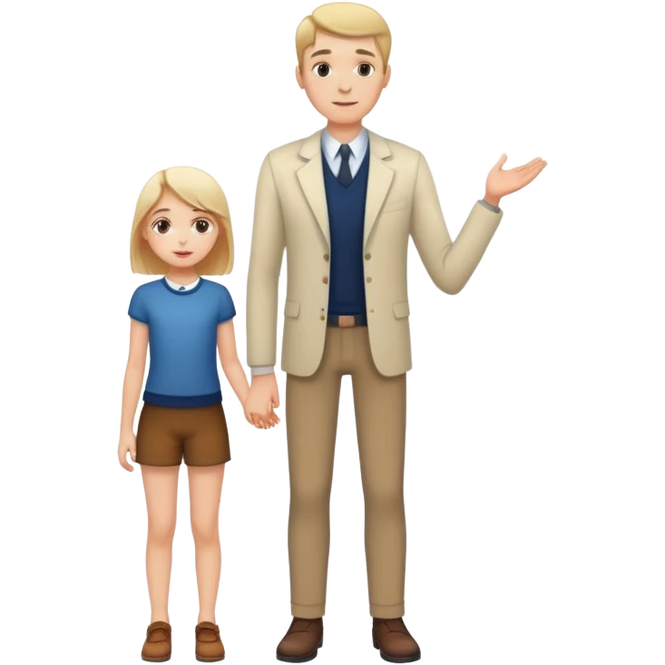 Tall guy next to short girl up to his hips emoji