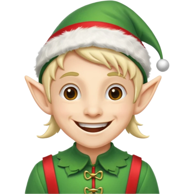 duende navideño con una sonrisa amplia y brackets emoji