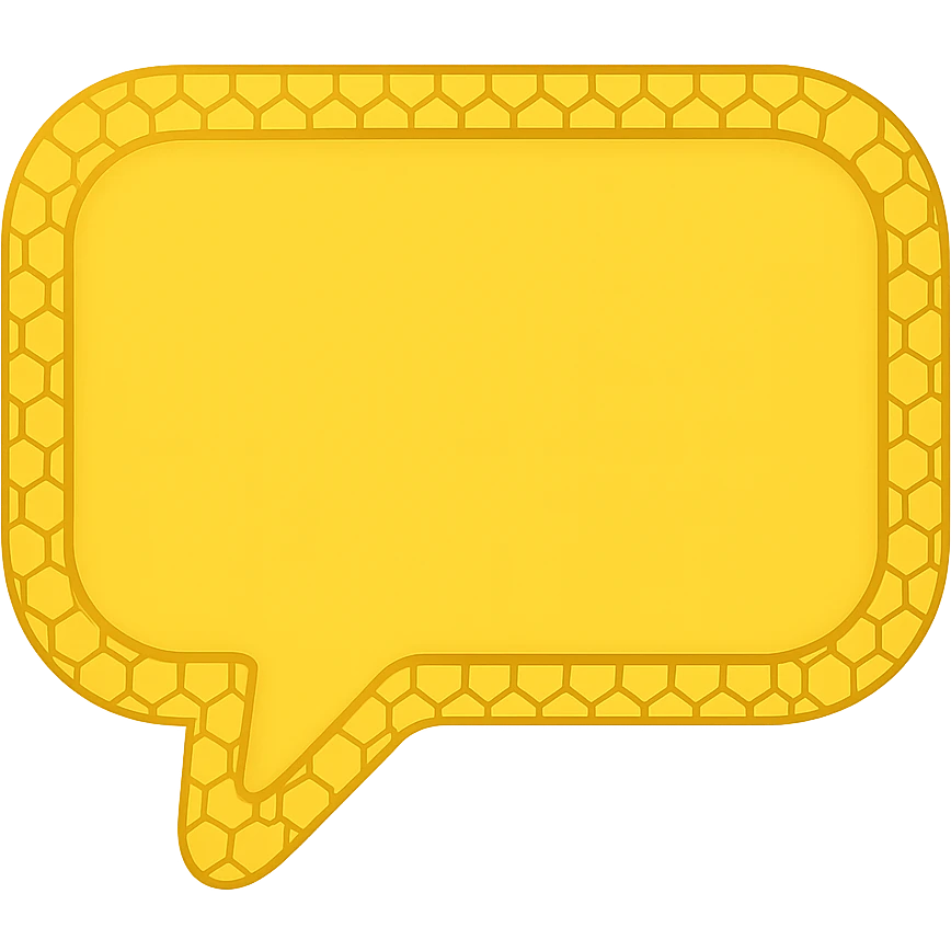 small yellow chat bubble, mostly rectangular, rounded edges, honeycomb design just on the outer edge emoji