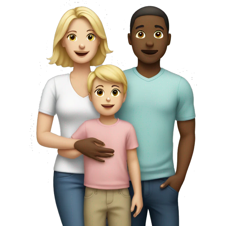 White woman holding a toddler and a little boy and girl standing  emoji