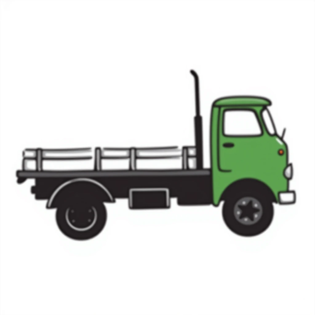 ZIL 130 Soviet truck with green cabin and flatbed, classic vintage Russian truck from 1960s emoji