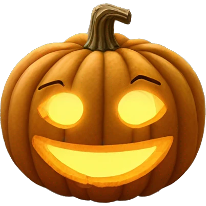 The word “THANKFUL” carved into a pumpkin, glowing from within. emoji