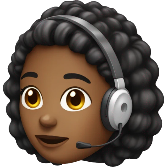 A african american female for inbound Q&A with a headset on for taking calls emoji