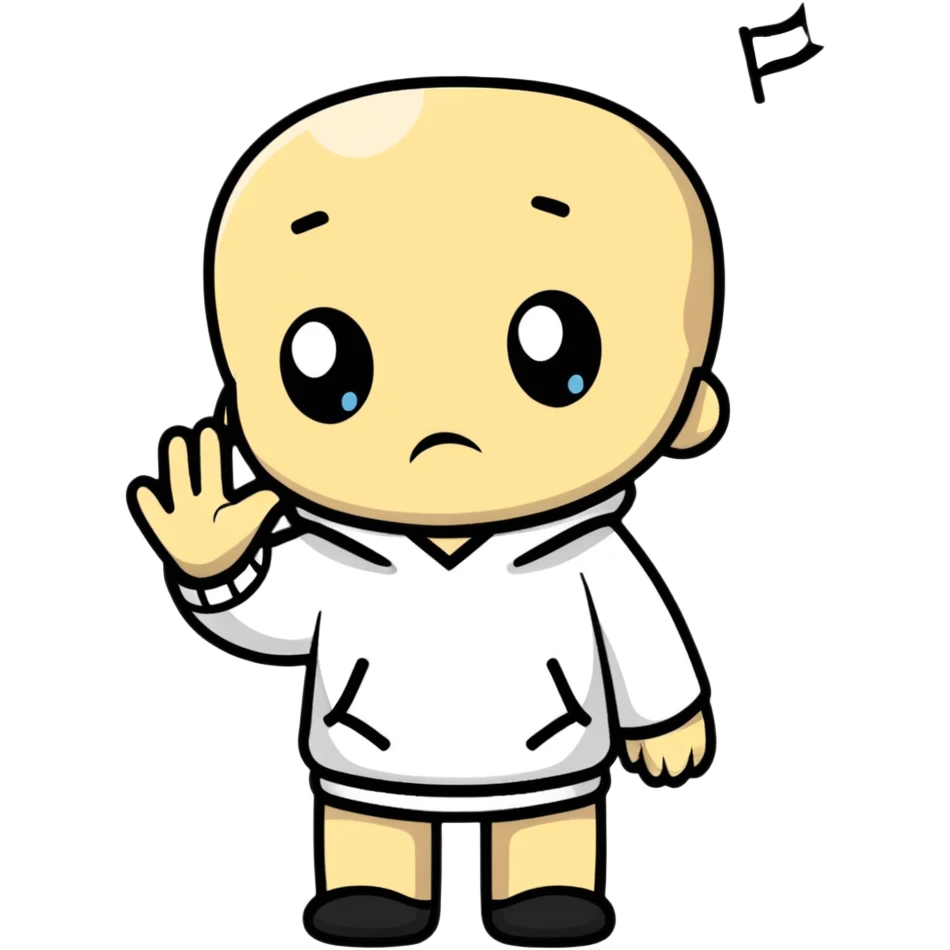sad character with tear waving farewell emoji