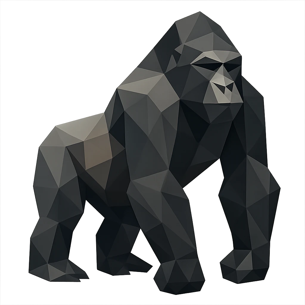low-poly polygonal style gorilla emoji