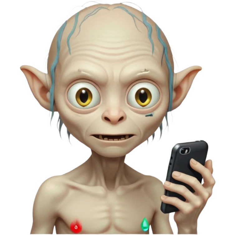 gollum typing a cellphone emoji