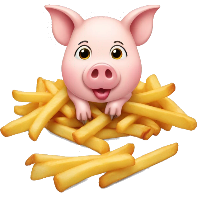 pig eat french fries emoji