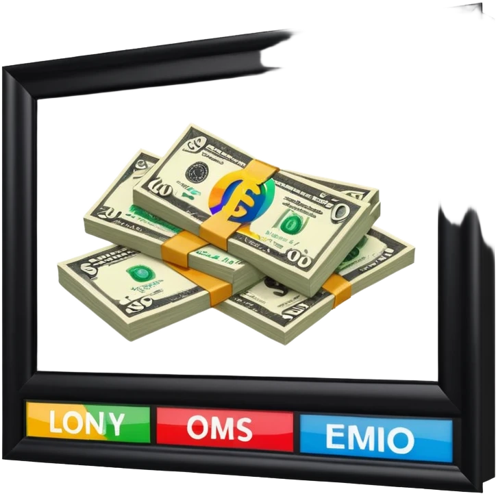 money and a billboard advertisement emoji