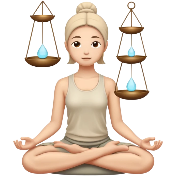 peaceful face in meditation with small balanced scales above head emoji