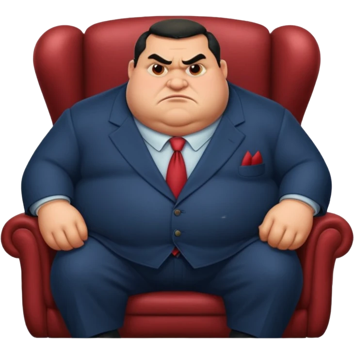 Mafia big fat boss pixar style sit on a chair emoji