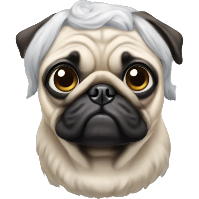 Pug wearing old lady wig emoji
