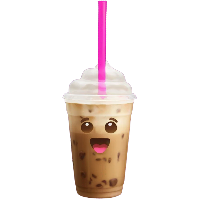 Large iced coffee with oat milk and a pink straw  emoji