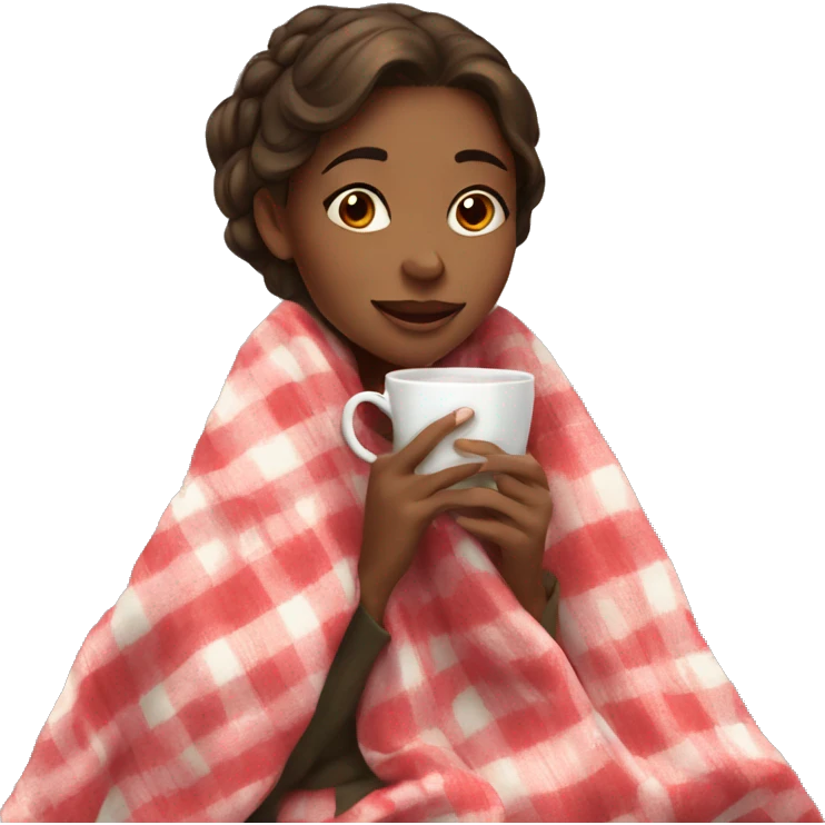 Girl with blanket and tea emoji