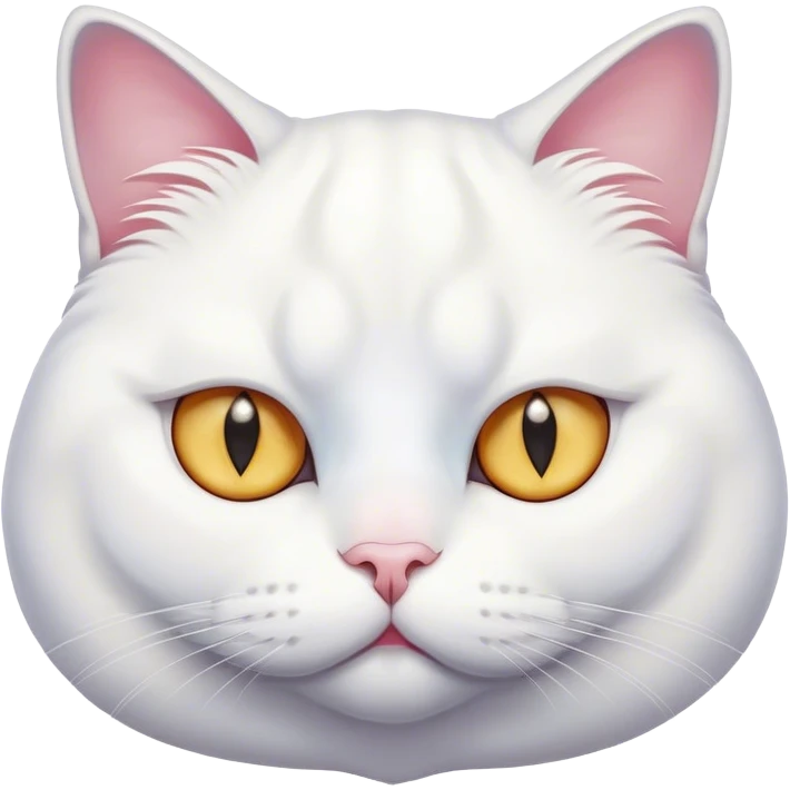 A fat and all white cat with different eye color. emoji