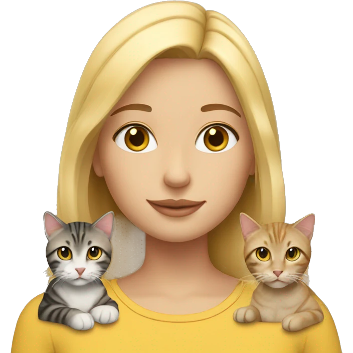 Blonde girl with two tabby cats emoji