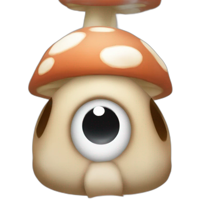 3d sphere with a cartoon Mooshroom skin texture with big beautiful eyes emoji